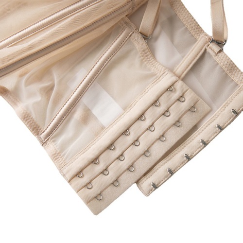 Foreign trade girl sexy lace mesh side push-up bra set soft steel ring fishbone corset underwear female bra