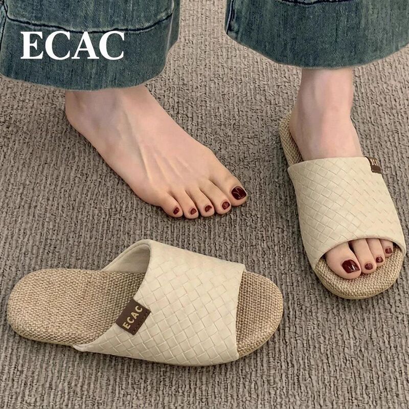 Silent linen slippers for women, suitable for all seasons, indoor use, non-slip, comfortable, soft-soled, breathable, and sweat-absorbent; also available as a couple's set for men