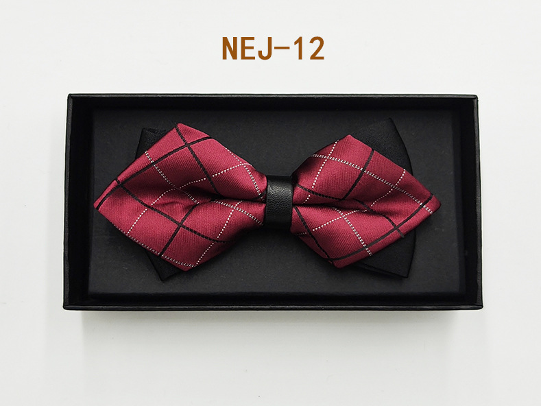 Pajarita negra de color sólido para hombre Boda británica Boda novio padrino traje camisa arco caja de regalo embalaje