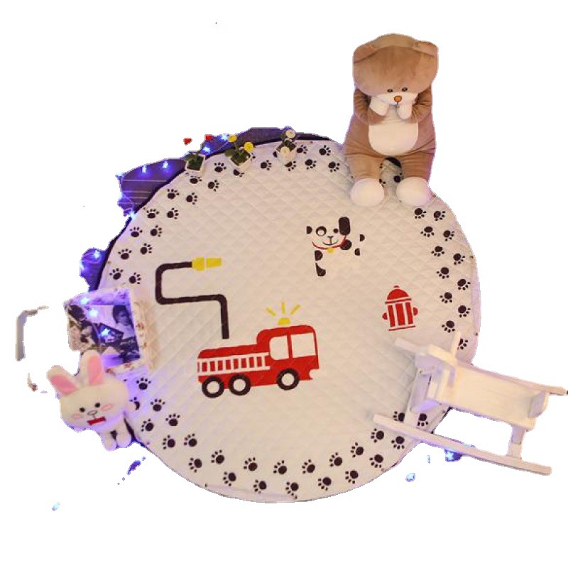 2023 nueva estera de almacenamiento de diámetro 1,5 m de los niños de dibujos animados escalada Mat piso redondo estera habitación de los niños dormitorio sala de estar