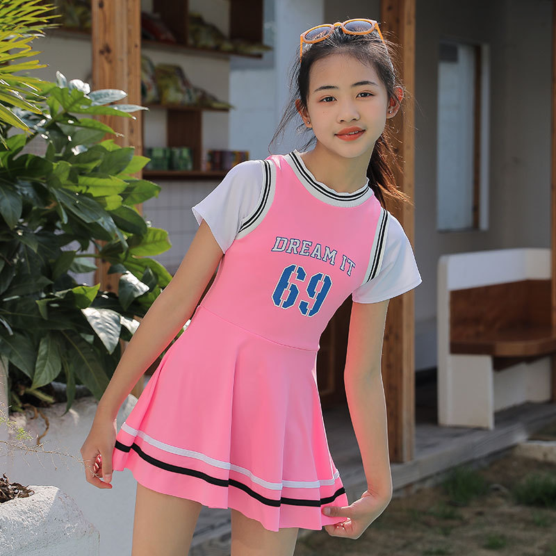Traje de baño de la muchacha de Huurun medio y niños grandes estudiante niña 9-14 AÑOS NIÑOS 2023 nuevo traje de baño deportivo de una pieza de verano