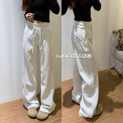 Douyin 品質狭いバージョンの女性用スポーツパンツ 2025 新しい LULU パンツルーズでスリムなアメリカンカジュアルワイドレッグパンツ女性用