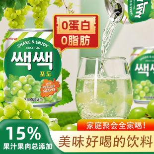 LOTTE樂天果粒果汁飲料238ml*12罐裝韓國原裝進口葡萄汁飲料批發