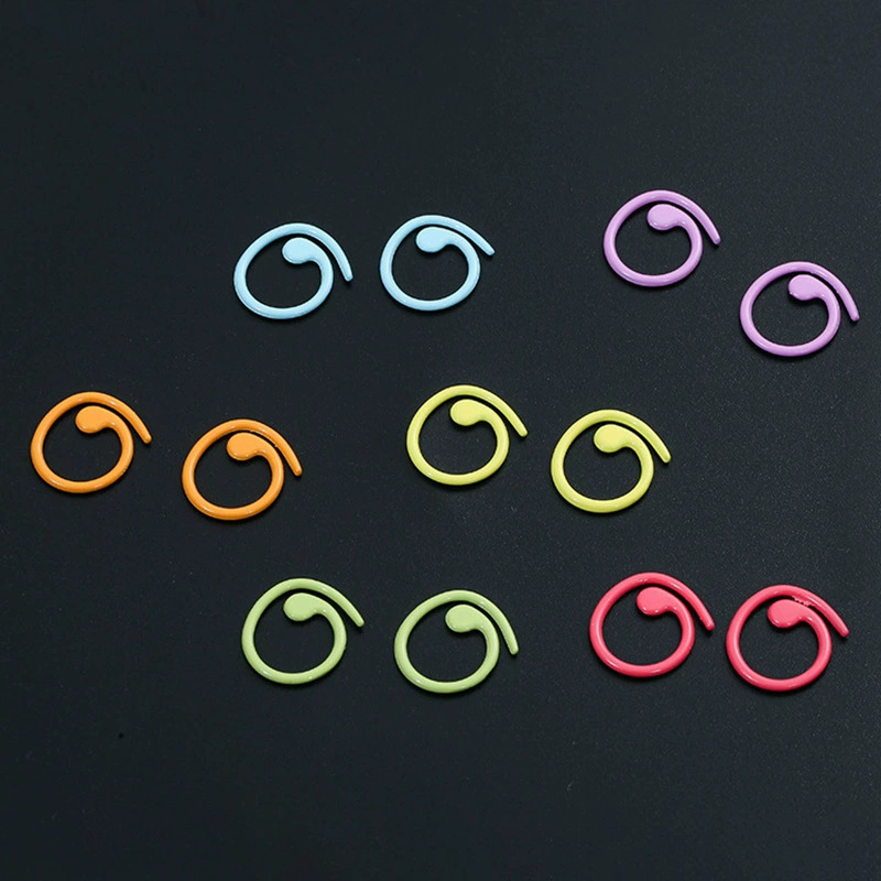 Metal Paint Colorful Mark Buckle Knitting Tool Spiral Mark Buckle Hook Ring Stick Needle Positioning DIY Comma Buckle