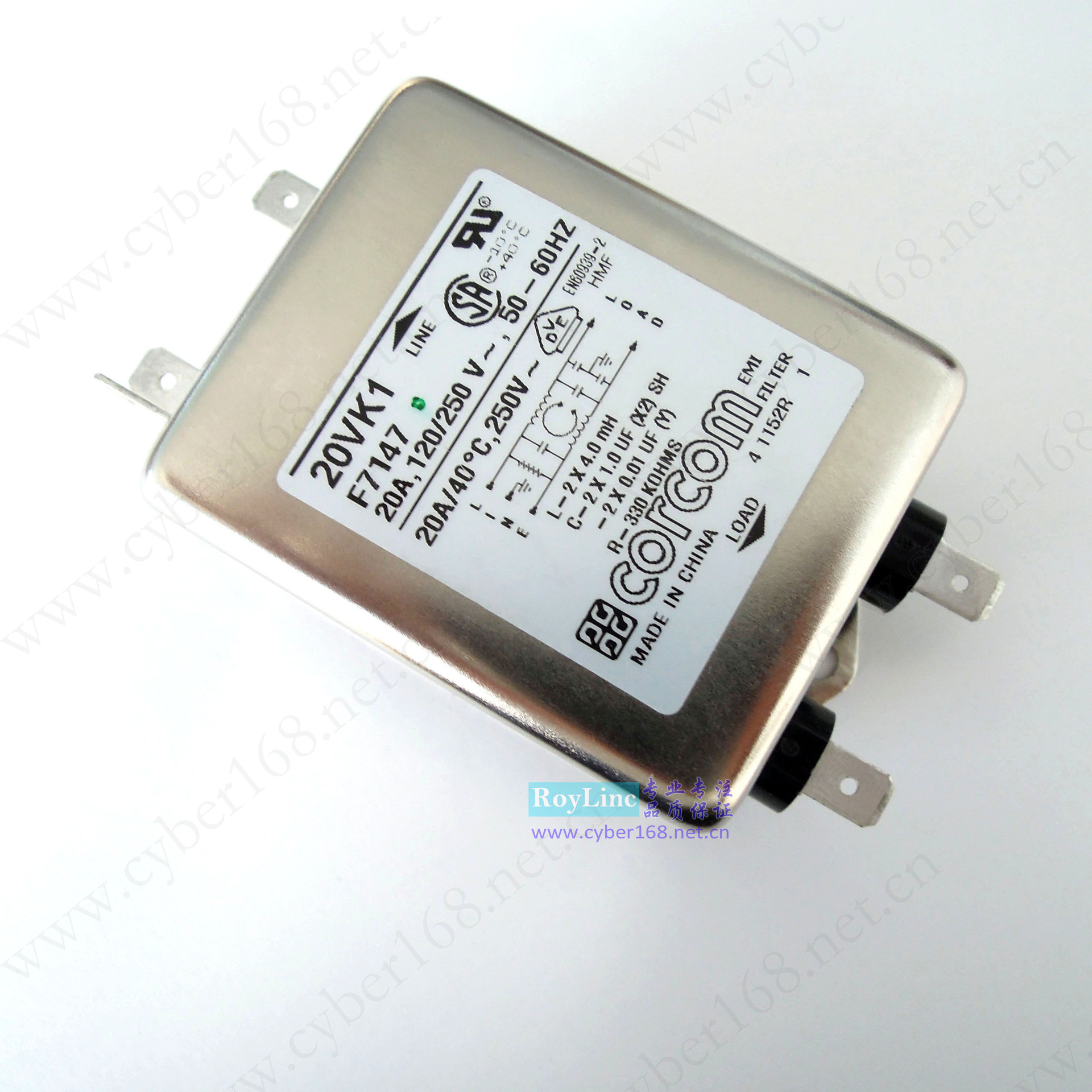 20VK1 K 系列 F7147 1-6609028-7 Corcom 20A VDE UL EMI 滤波器