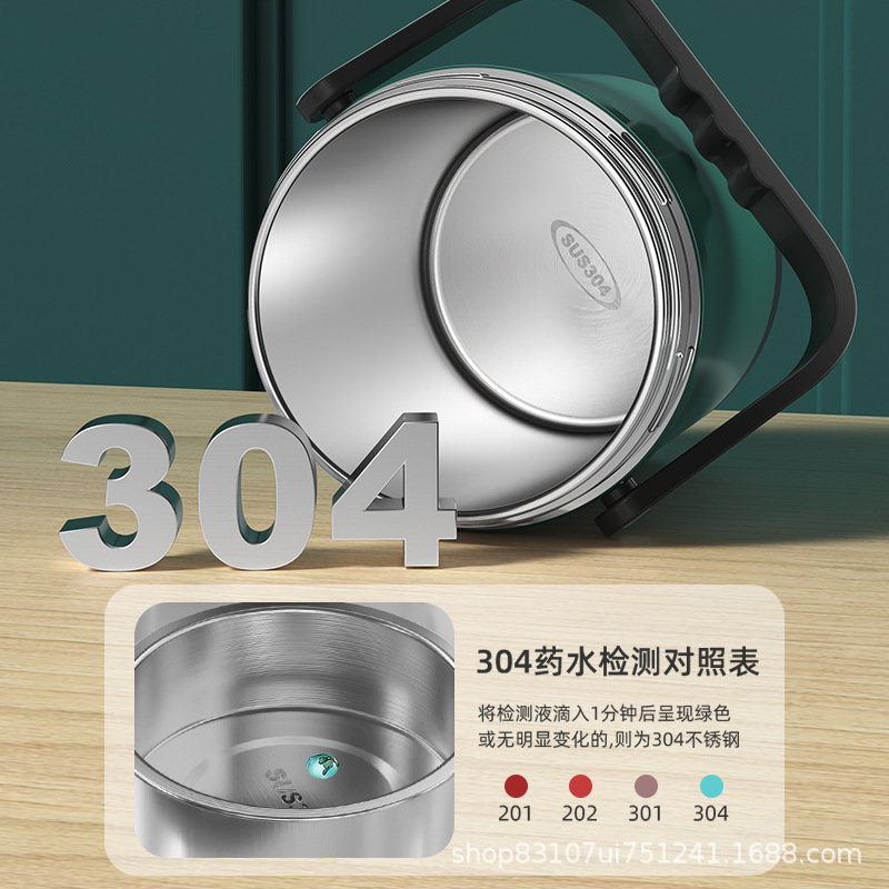 Vacío 304 Acero inoxidable aislado portátil lonchera estudiante lonchera engrosada gran capacidad olla cubo lonchera