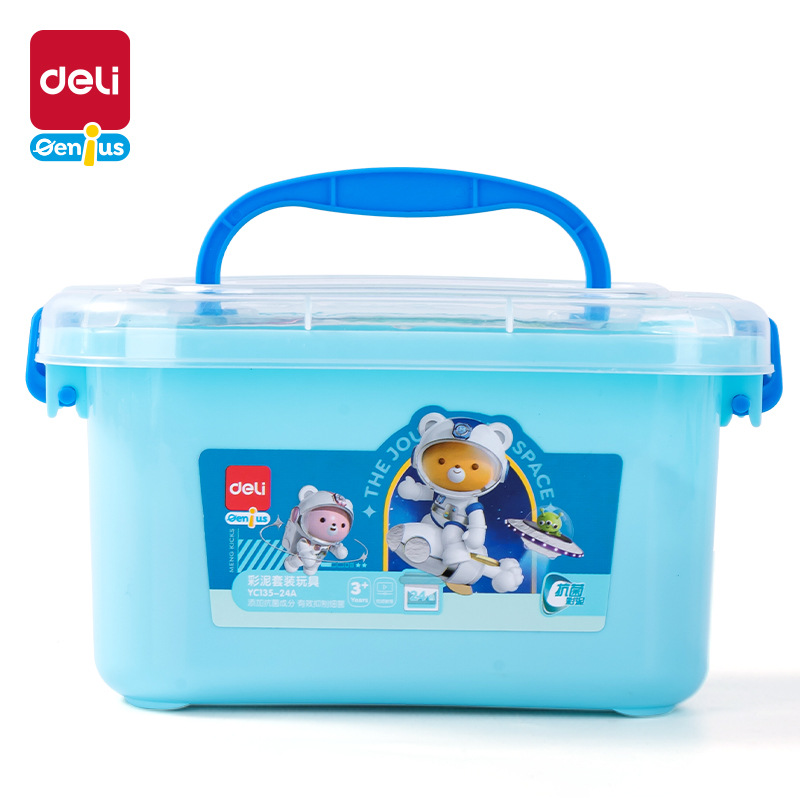Déli YC135 - 12 / 24 caja de herramientas de color conjunto de barro de color para niños de escuela primaria arcilla de goma de plástico ultraligera hecha a mano