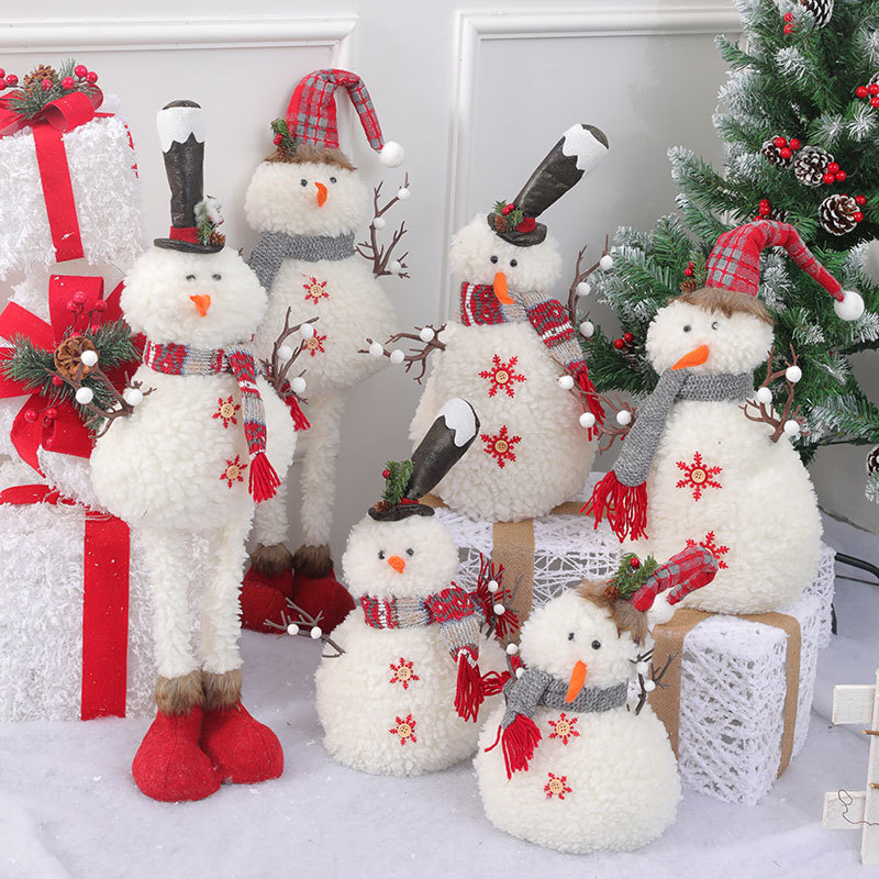Pink Christmas Decorations Set - Fabric Santa Claus, Snowman, Reindeer Dolls For Tree, Window Display & Home Decor_voghion.com