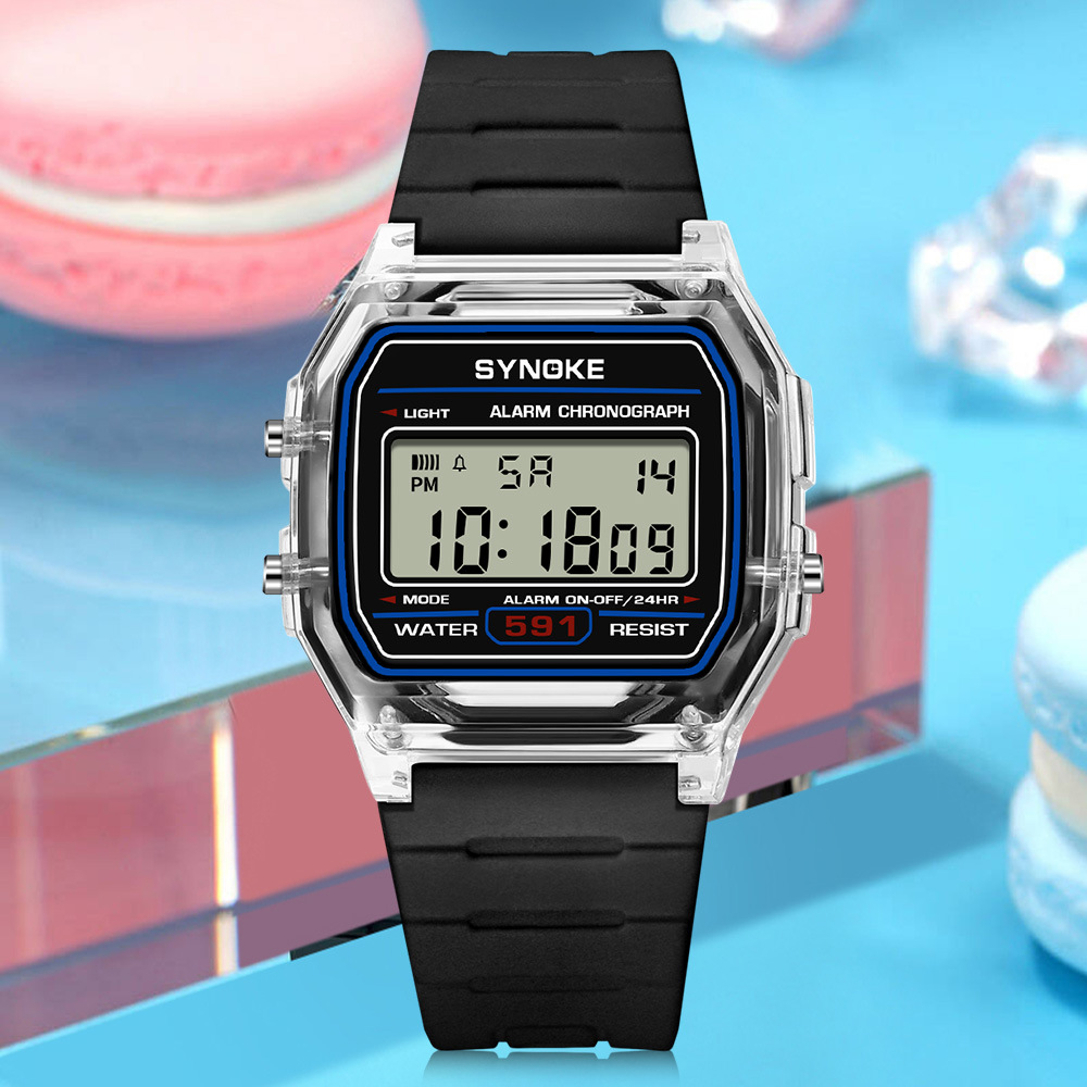 SYNOKE时诺刻电子表复古学生运动手表轻薄设计经典小方块现货批发