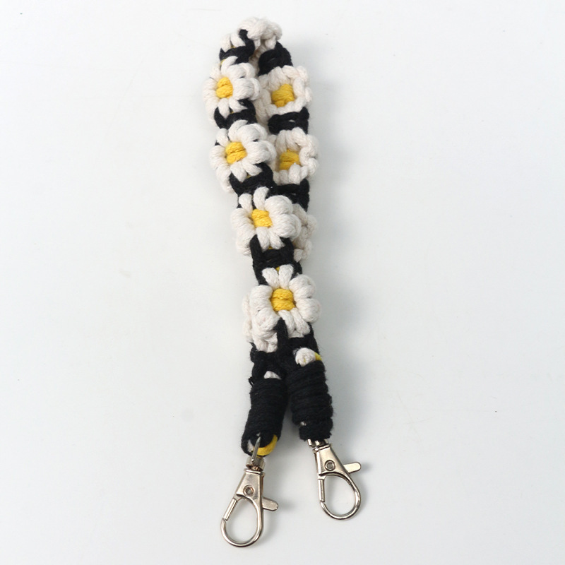 Doble hebilla plateada con núcleo negro, blanco y amarillo / 38cm