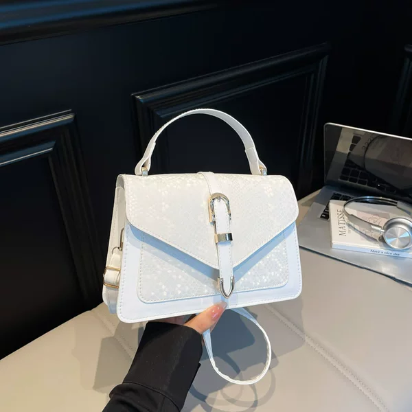 Fashionable Solid Color Textured 2025 Spring/Summer New Large-Capacity Trendy Commuter Shoulder/Crossbody/Tote Small Square Women's Bag