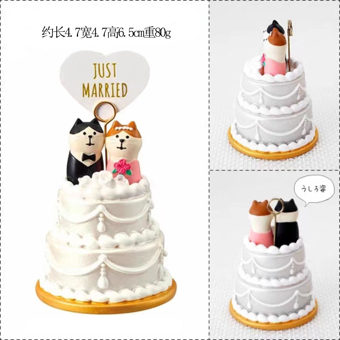樹脂装飾品和風猫新郎新婦恋人結婚式ギフトケーキ車の中央制御装飾工芸品装飾品