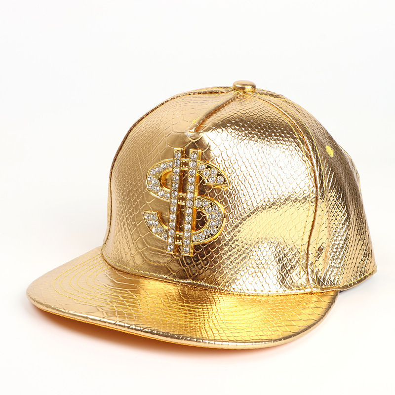 Crocodile Pattern Gold Dollar Sign Hip Hop Baseball Cap Trendy_voghion.com