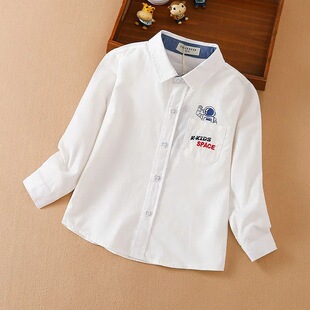 Children's Clothing Boys Long-Sleeved White Shirts 2025 New Medium and Large Kidsren's Casual Shirts Kidsren's Boys Handsome Tops Trendy