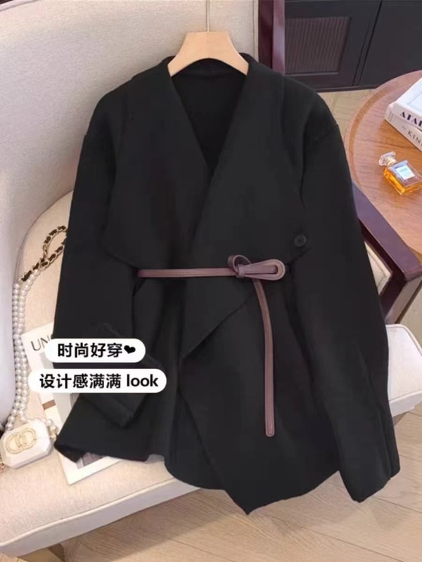 跨境欧美高级感毛衣外套女秋冬新款设计感宽松收腰针织衫百搭外套|undefined