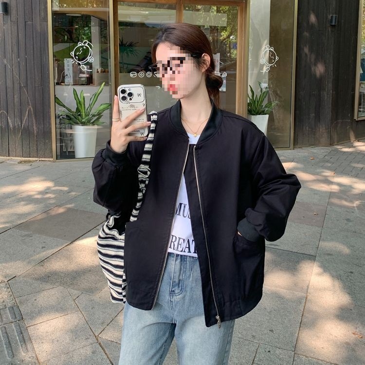 美式棒球服外套女春秋款宽松休闲显瘦长袖小个子洋气百搭短款夹克|undefined