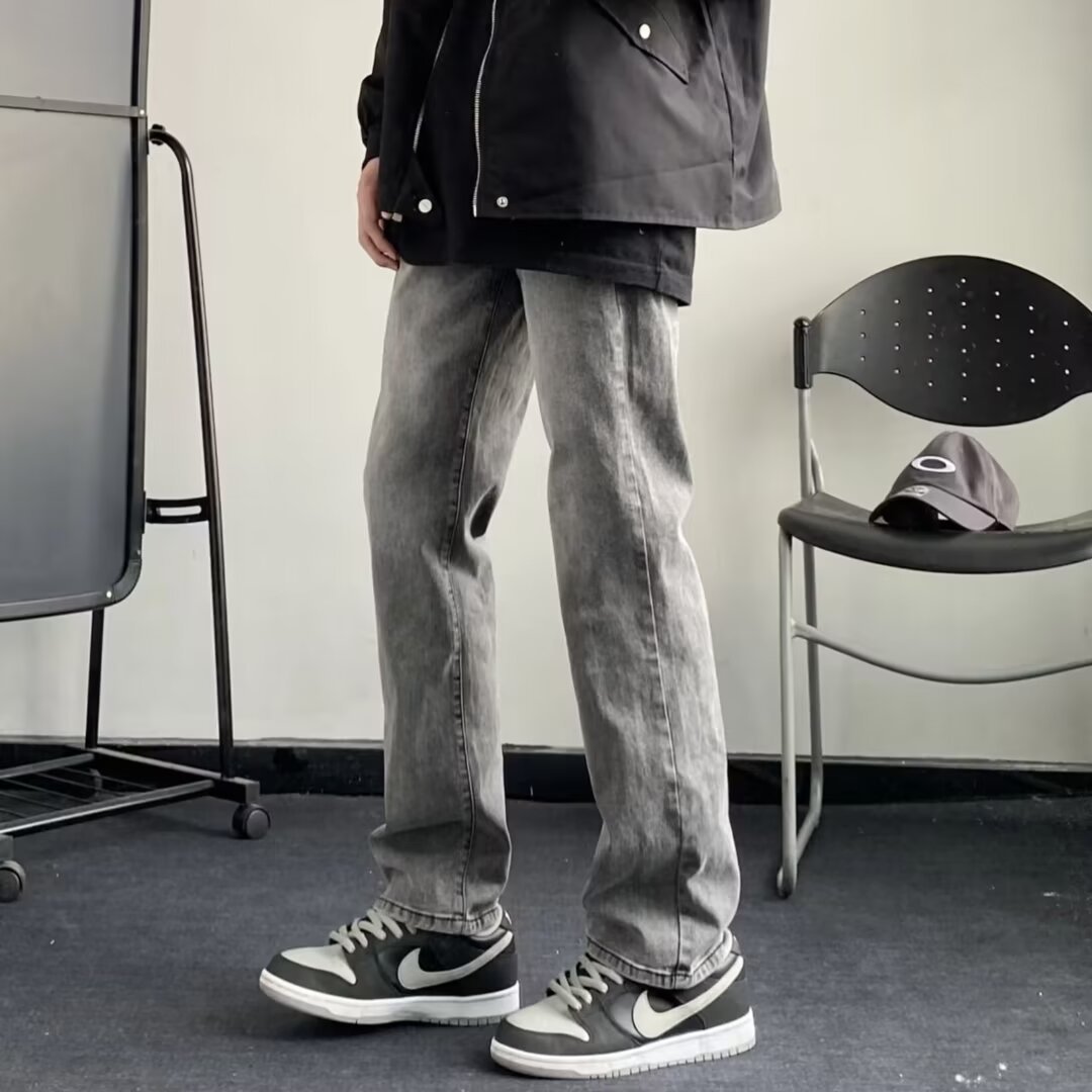 Vintage blue jeans otoño para hombres nuevos pantalones rectos sueltos marca de moda americana pantalones anchos casuales de todo fósforo