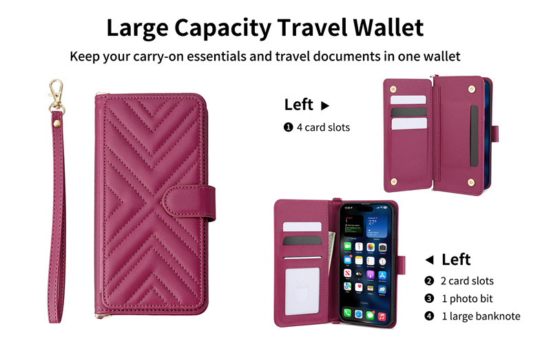 Étui portefeuille en cuir multifonction avec porte-cartes pour iphone 16 pro max_voghion.com