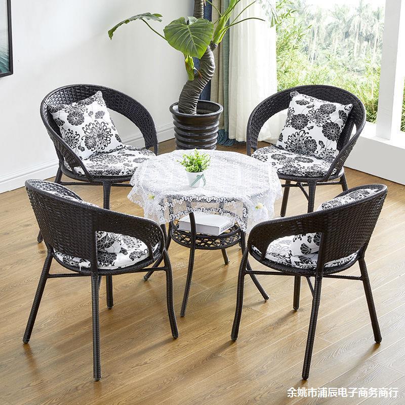 G3YN Courtyard Sofa Set with Chairs, Balcony Wicker Chairs, Three-Piece Outdoor Tea Table, Simple Back Chair, Leisure Outdoor Furniture