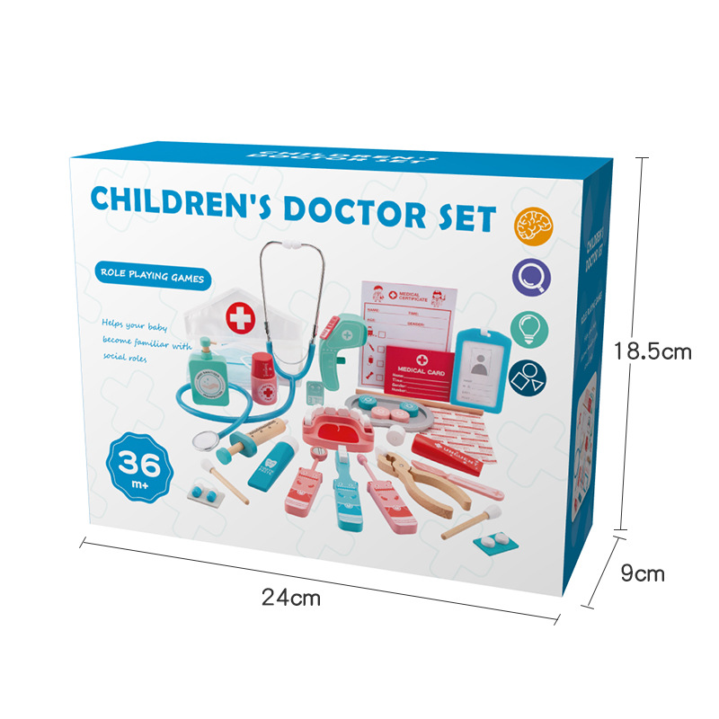 Educación temprana simulación de madera Casa de juego niño doctor traje enfermera dentista juego de rol juguetes educativos interactivos