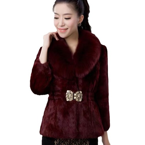 Women's Short Winter and Autumn Leather Coat with Fox Fur Collar, Korean Style imitation Mink Fur Coat, Versatile and Fashionable Women's Mink Fur Outerwear