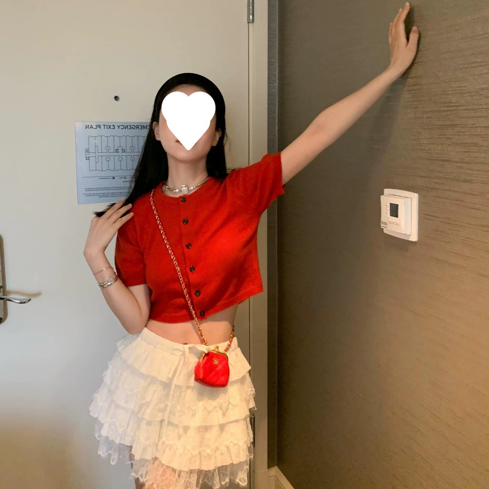 [Готовый запас] Рубашка с короткими рукавами MS miu Tomato Sheep, легкий и мягкий летний кардиган из чистой шерсти с короткими рукавами