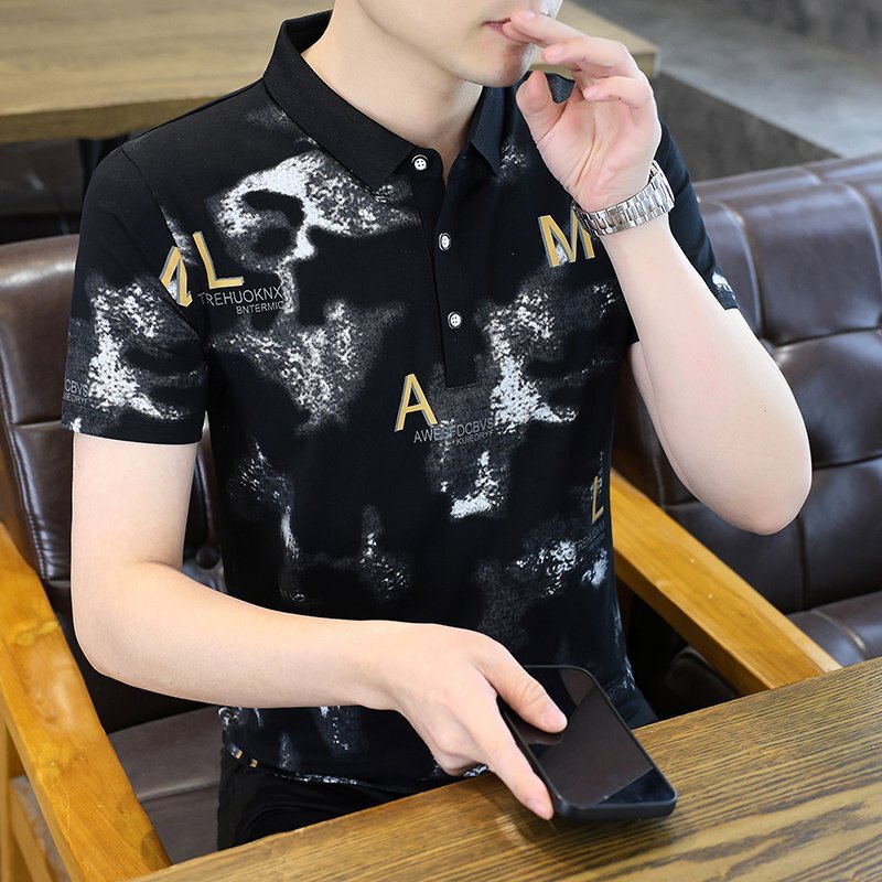 Summer Fashion Men's Short-Sleeve Polo Shirt New Trendy Half-Sleeve Top