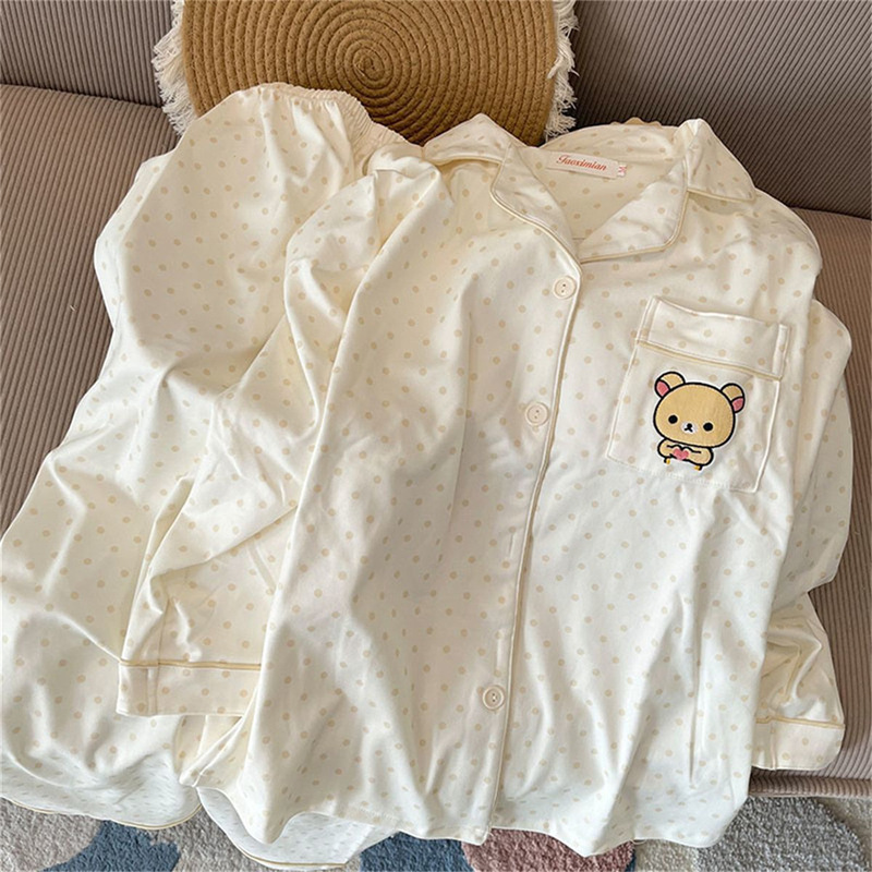Pajamas for Women in Autumn and Winter German Velvet Rilakkuma Student Dormitory Long-Sleeved Pants Warm and Thickeneded Home Clothes Suit for Outer Wear Pajamas for Women in Autumn and Winter German Velvet Rilakkuma Student Dormitory Long-Sleeved Pants Warm and Thickeneded Home Clothes Suit for Outer Wear