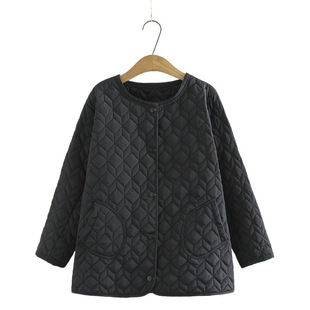 2021 autumn and winter light cotton-padded clothes large size women's crew neck loose casual fat MM200 kg cotton-padded jacket 249