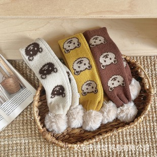 Baby's Scarf Cartoon Jacquard Foreign Style Ins Korean Style Cute Bear Winter Casual Warm Cross Scarf for Children