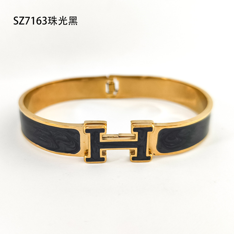 个性潮人满镶泥巴钻钉子卡扣不锈钢金手镯厂家批发手饰wholesale|undefined