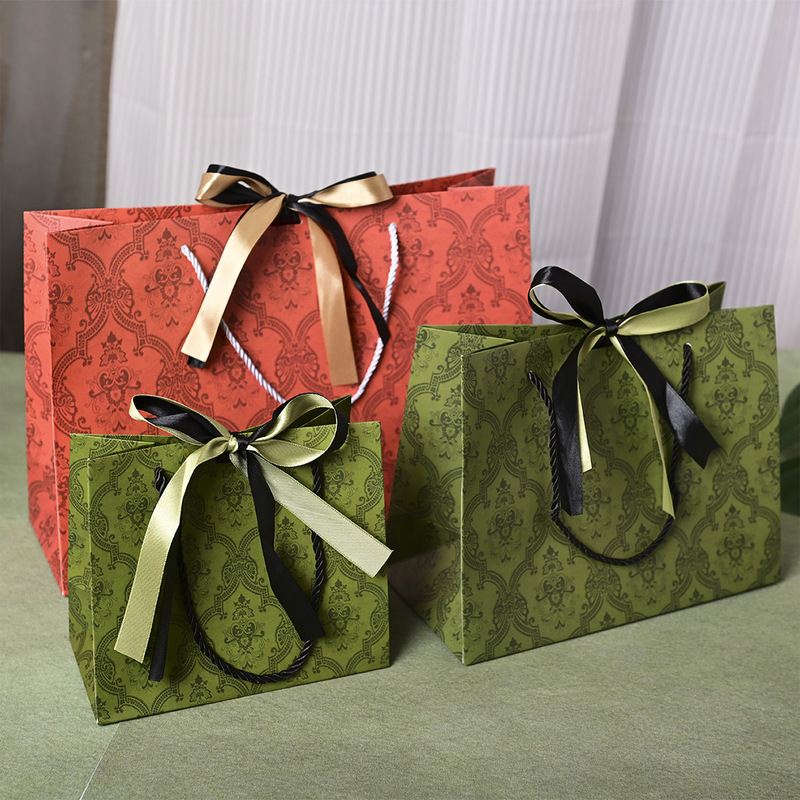 Cross-Border Handbag Gucci Green Packaging Bag Candy Paper Bag Clothing Shopping Bag Universal Gift Bag with Ribbon Discount