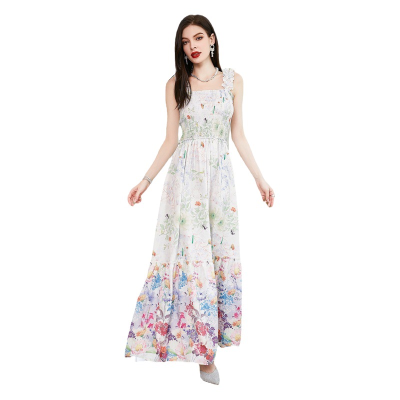 Europa y América primavera y verano transfronterizo Comercio exterior nueva ropa de mujer deseo Amazon Correa impresa vestido floral vestido