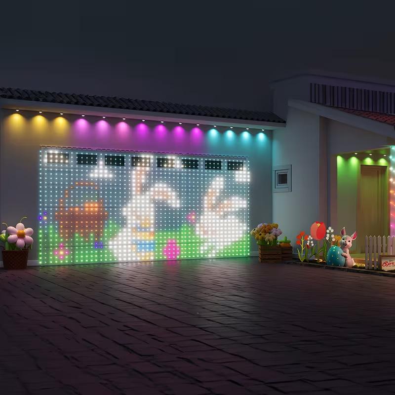 Cross-Border Curtain Lights Christmas Manufacturer Wholesale Smart Bluetooth Rgb Colorful Curtain Lights Leather Cord Lights Led Curtain Lights