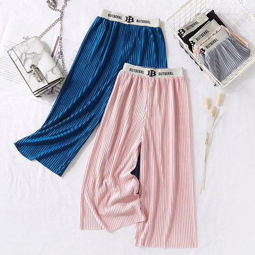Seasonal children's wide-leg Korean-style leggings with folded letter waist wide-leg pants, sun and mosquito protection pants