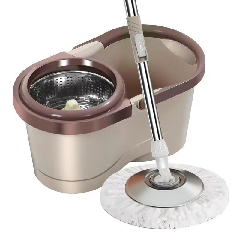 Cubo de secado de fregona giratoria doble unidad al por mayor presión de mano perezosa doméstica con rueda traje de cubo de fregona de ocho caracteres