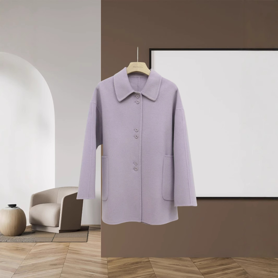 작은 전체 고아 복지 가공 가격 100 울 양면 트위드 양 코트 인형 칼라 긴 트위드 코트