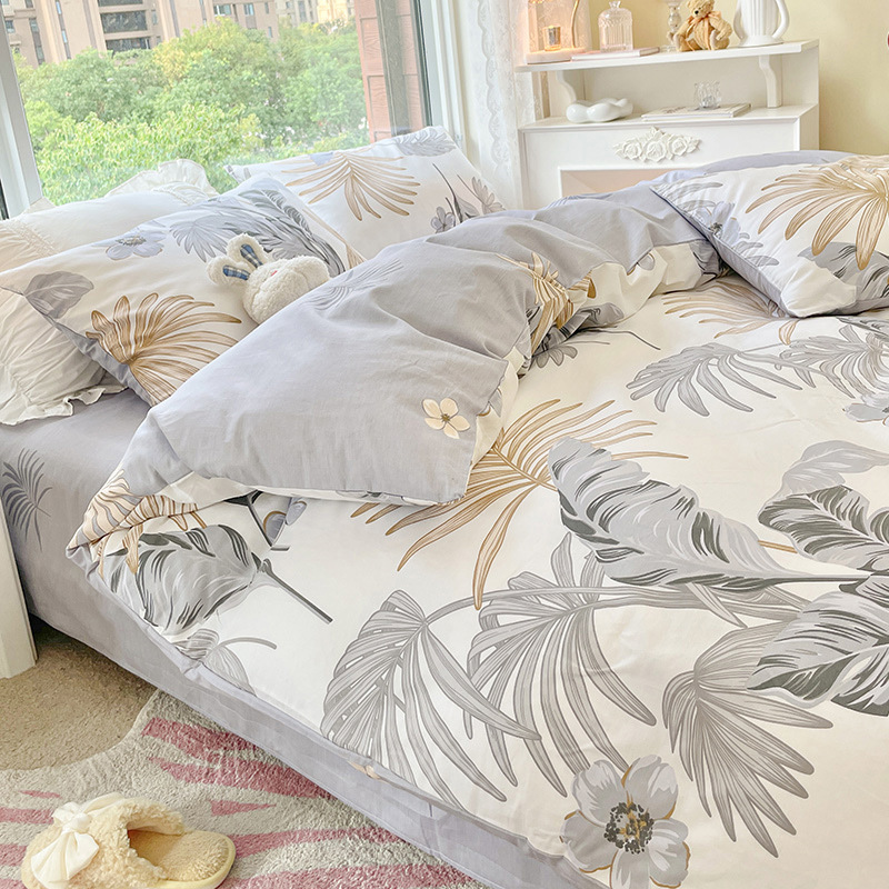 Ropa de cama de algodón de cuatro piezas de algodón 2025 nuevo estilo fresco edredón floral ropa de cama de dormitorio de tres piezas para cuatro estaciones