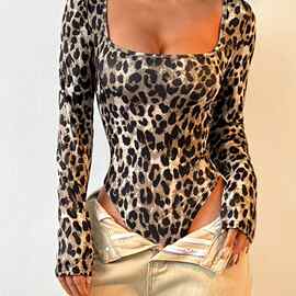 H 11299 Leopard Print Tight Bodysuit 豹纹紧身连体衣