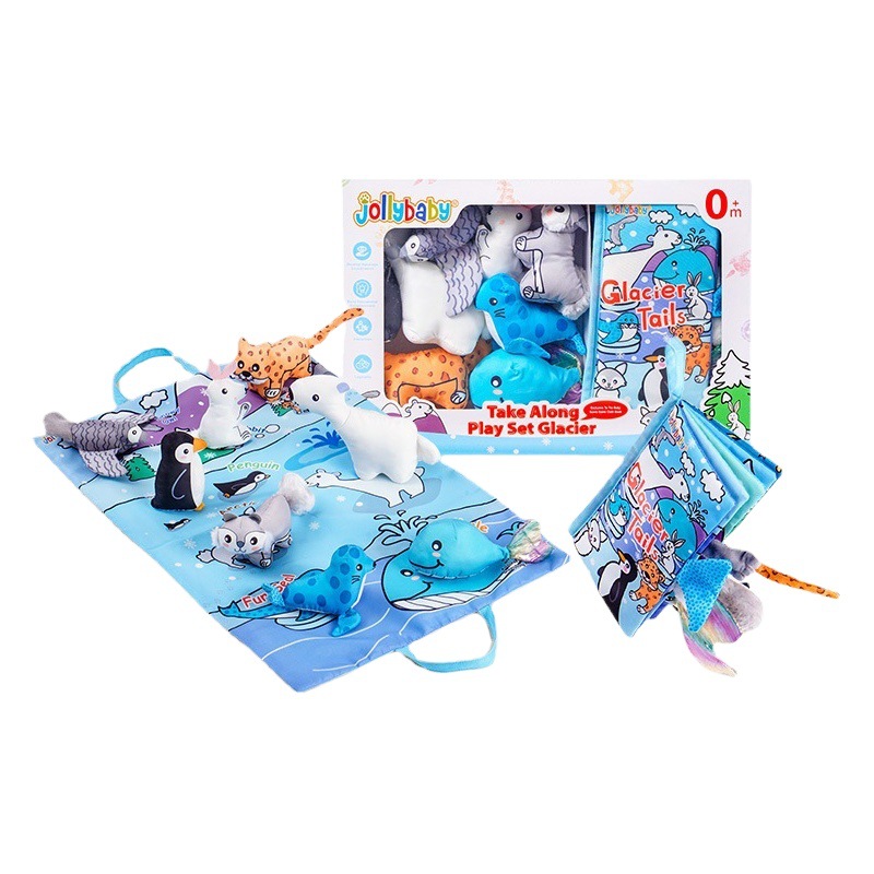 Jolly bebé libro de tela tridimensional caja de regalo traje juego de bebé educación temprana libro de tela bebé desgarrable libro de tela de juguete