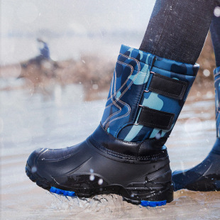 Export winter thickened warm snow boots fleece-lined non-slip lightweight men's fishing boots waterproof ice fishing cotton shoes