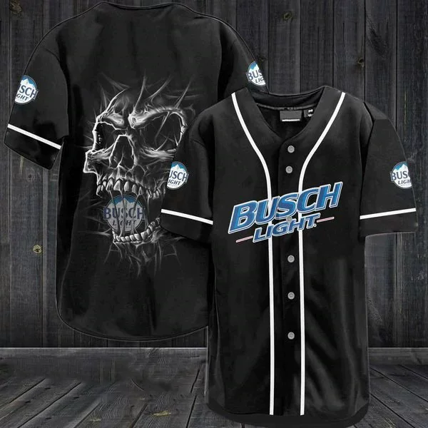 Cross-Border Popular Printed Beer Logo Baseball Jersey Men's Casual Loose Short-Sleeve Shirt Wholesale
