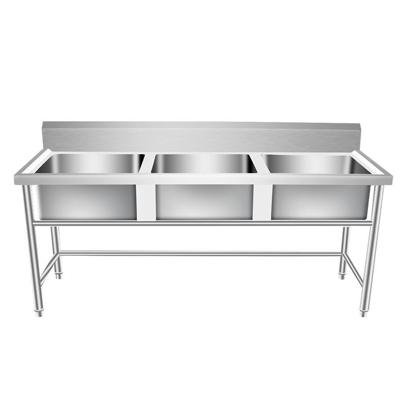 Fregadero de acero inoxidable comercial, fregadero de tres tanques simple y doble, comedor escolar, fregadero de acero inoxidable, fregadero de desinfección de cocina, fregadero