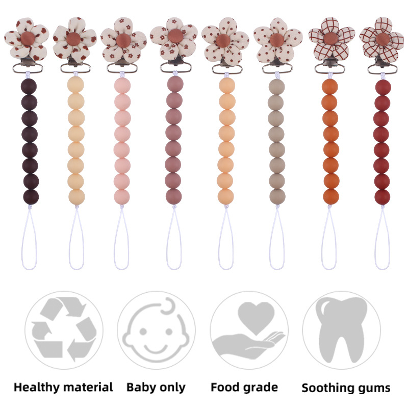 Nuevo bebé suministros de dibujos animados flor chupete clip calmante bebé creativo silicona mordedura pezón anti-gota cadena