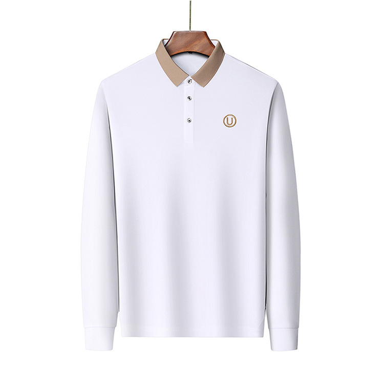 Polo de manga comprida para homem em algodão casual_voghion.com
