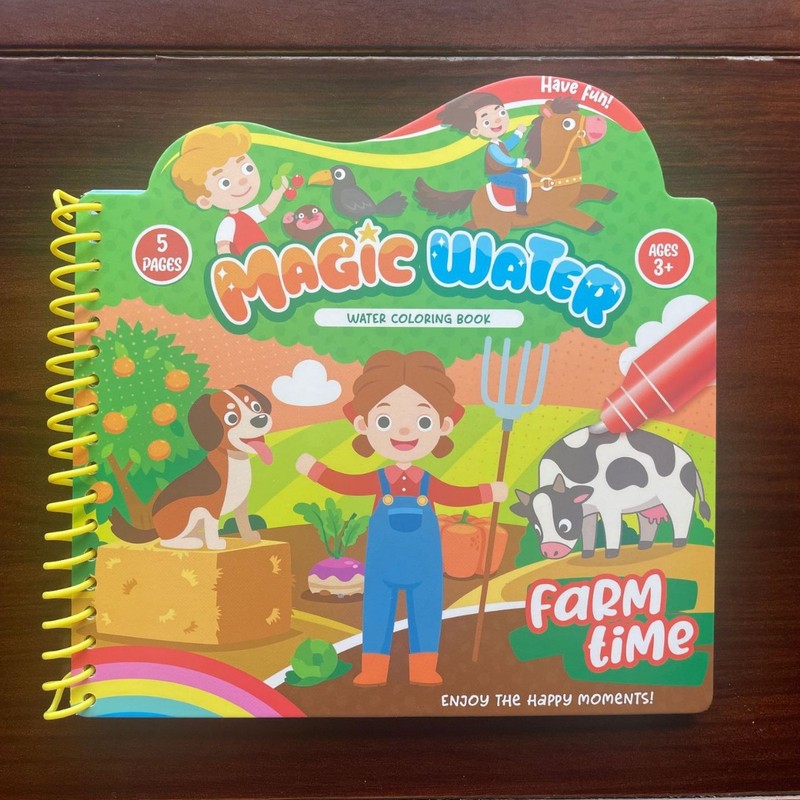 跨境儿童神奇涂色水画本可重复使用趣味清水涂鸦填色水彩画本玩具|undefined