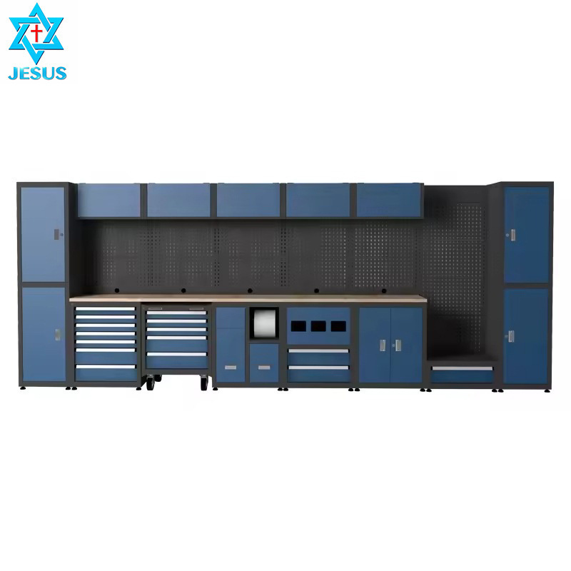 8-Unit Modular Garage Metal Tool Workshop Workstation Cabinet for Efficient Space Planning