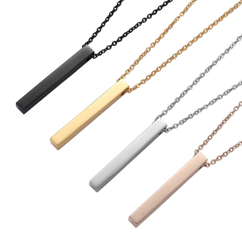Domineering accessories, long name necklaces, trendy women's rectangular geometric engraved pendant necklaces_voghion.com