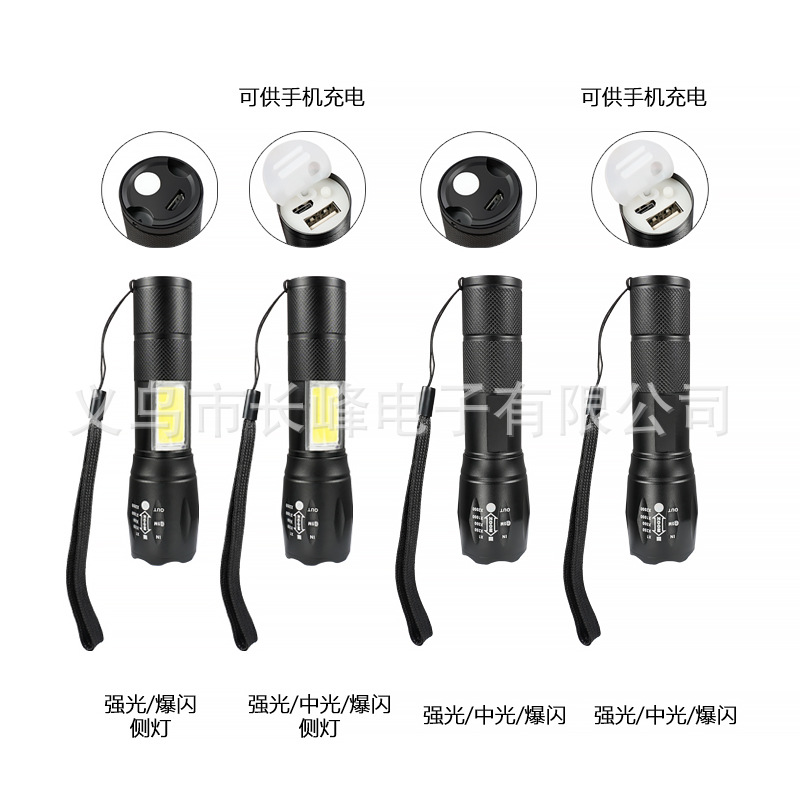 Cruz-frontera T6 aleación de aluminio linterna recargable luz fuerte enfoque telescópico regalo al aire libre linterna de iluminación de emergencia