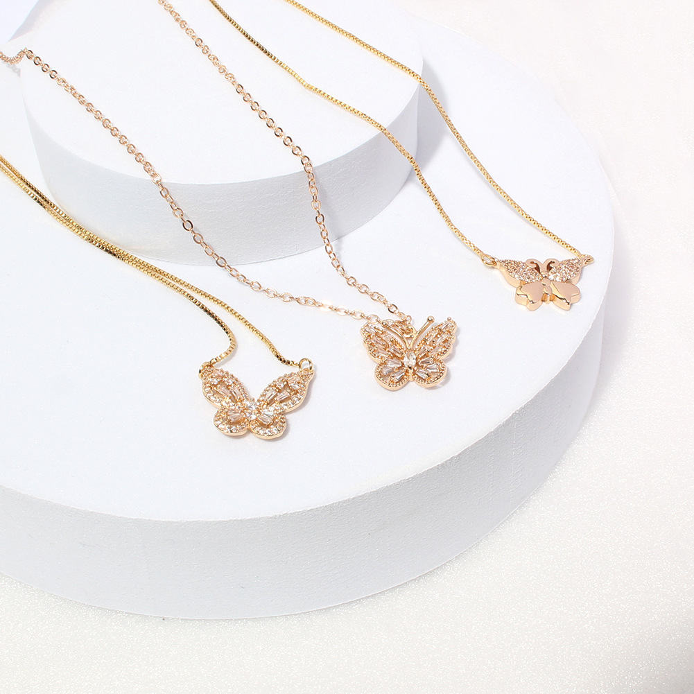 fashion simple rhinestone-studded butterfly necklace wholesale nihaojewelry